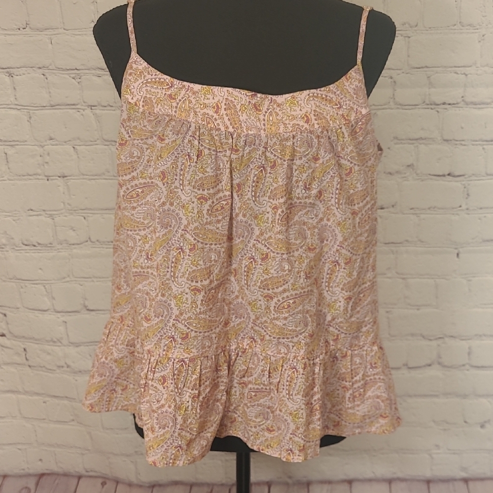 Paisley Print Size Small J Crew Cotton Babydoll Tank Blouse Lightweight Summer